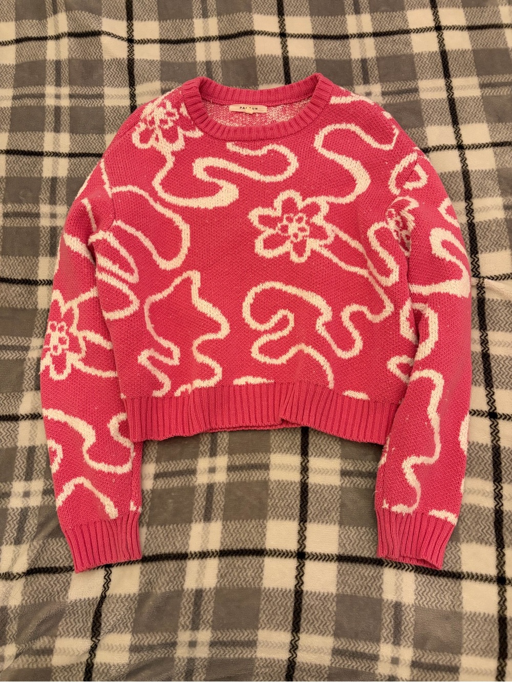 Pink Pacsun Floral Abstract Crewneck Sweater - Women